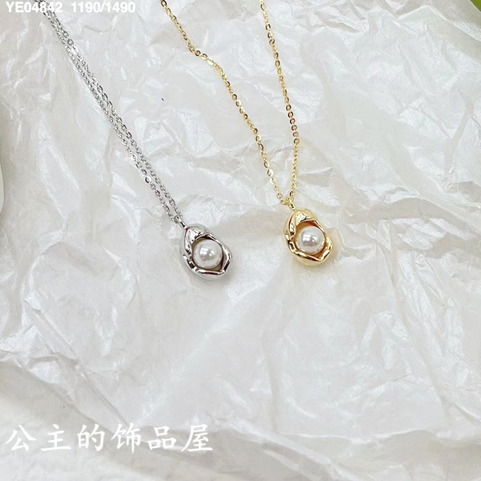 古丽简约珍珠925纯银锁骨链图片