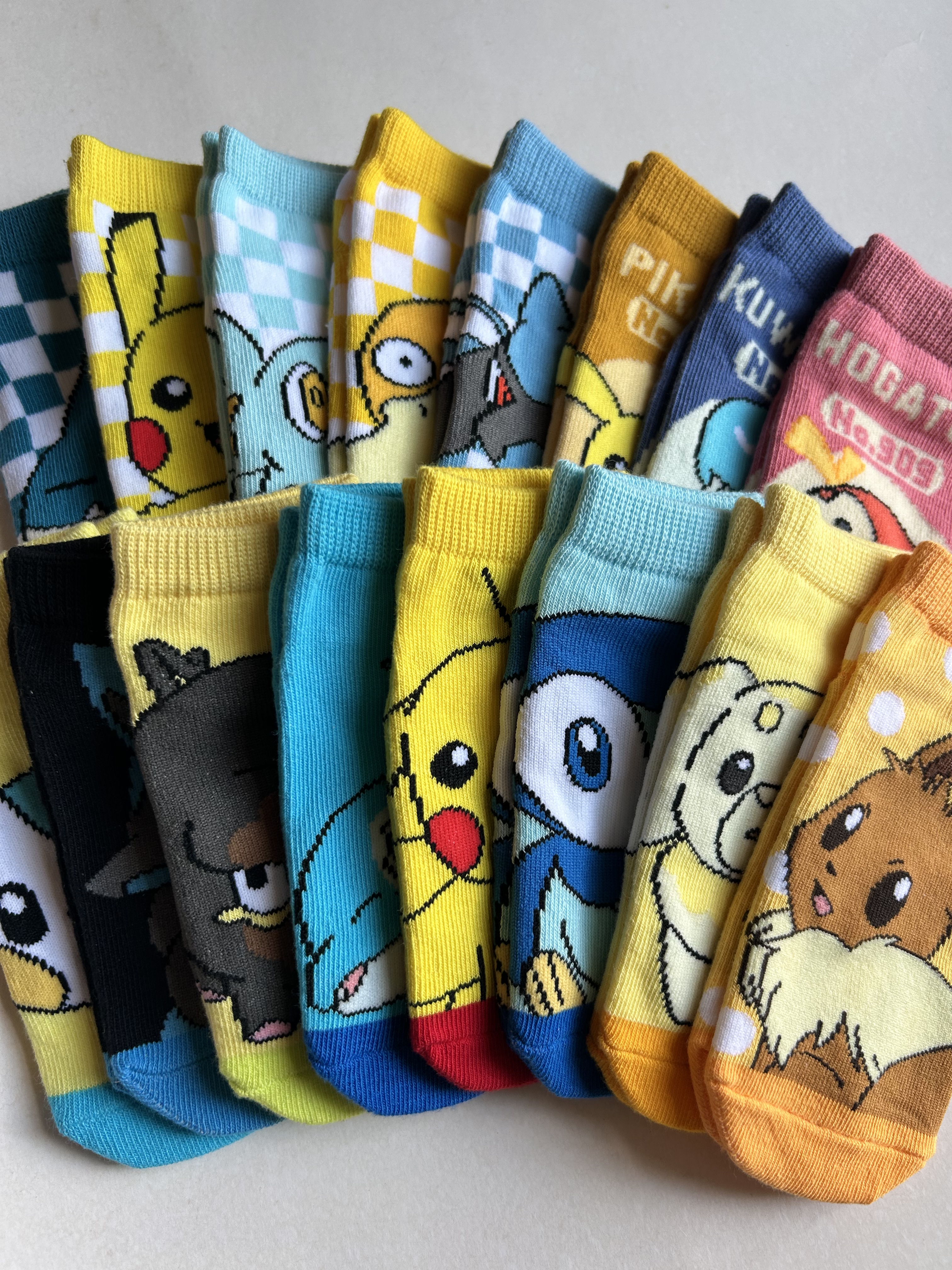 出口日本原单宝可梦pokemon皮卡丘伊布卡比兽儿童13-18㎝棉质短袜
