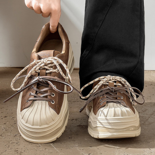 美式 潮流休闲鞋 高级感痞帅潮鞋 百搭款 男鞋 厚底贝壳头板鞋 2026新款