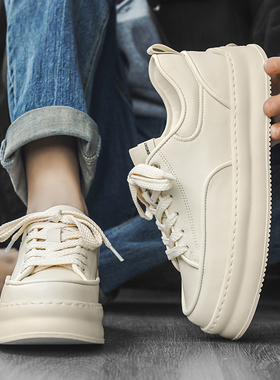 小白鞋男款2026新款潮男鞋潮牌高级感休闲鞋夏季白色百搭真皮板鞋