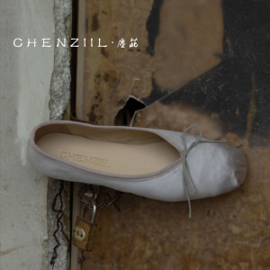 CHENZIIL 绵软系列雾面绸缎 手工真皮底芭蕾平底鞋 通勤单鞋女