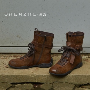 2025秋冬磨砂牛皮复古短靴 拳击靴美拉德短靴 CHENZIIL 年终清仓