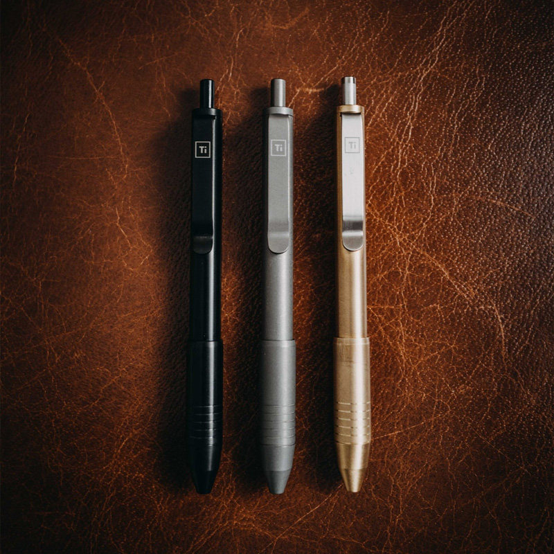 适配80多种笔芯 美国BIG IDEA DESIGN 钛合金按压笔 Ti Click EDC