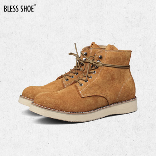 BLESSSHOE复古风加厚牛皮工装靴