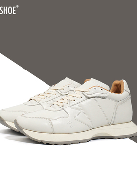 BLESS SHOE 24SS PURE VNTG白色真皮复古跑鞋厚底耐磨运动休闲鞋