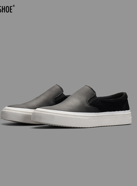 BLESS SHOE MONO slip-on 黑色真皮小牛皮复古休闲鞋手工制懒人鞋