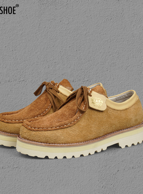 BLESS SHOE WALLABEE 低帮厚底袋鼠鞋 真皮长绒拼色休闲工装靴