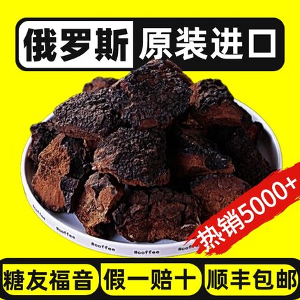 桦树茸俄罗斯进口旗舰店原装正品带黑金皮野生桦褐孔菌功效白桦茸