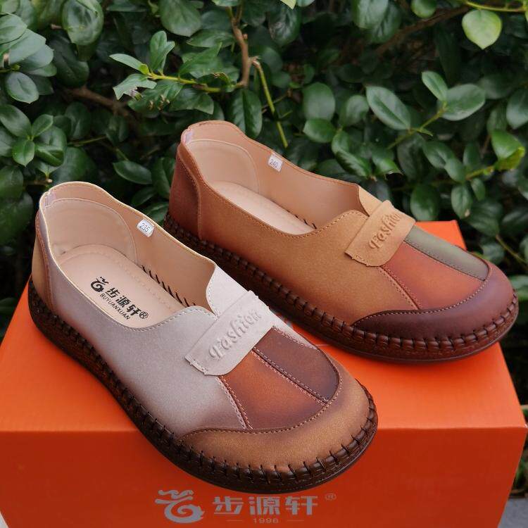 步源轩老北京女鞋2026春季新款百搭驼色超迁女士单鞋妈妈鞋一脚蹬