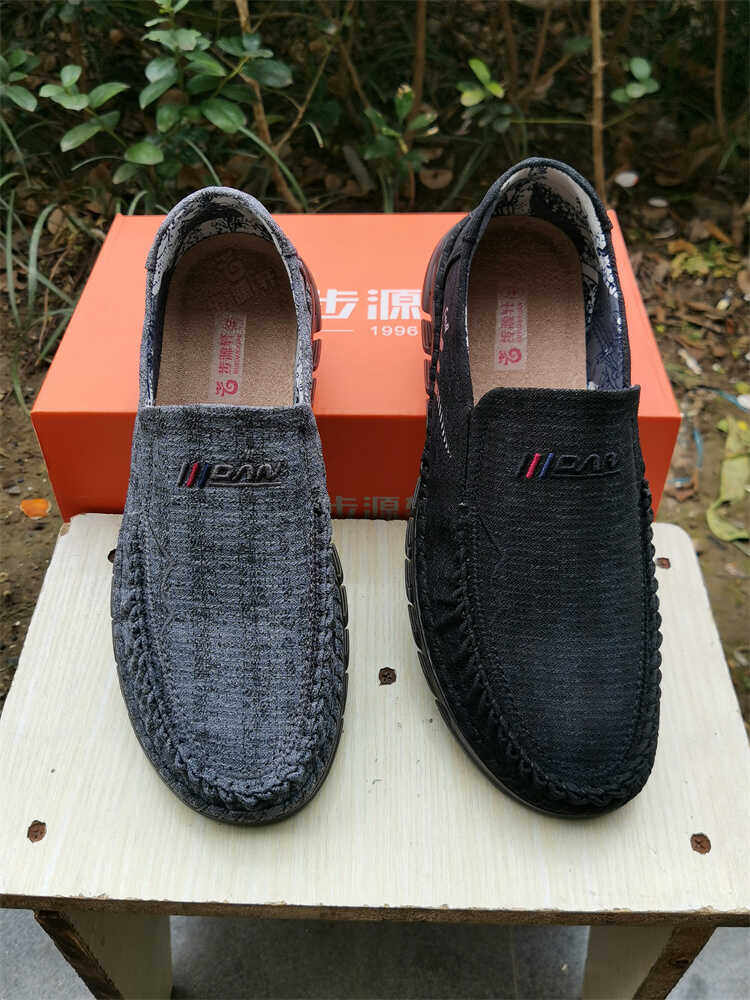 步源轩老北京布鞋男透气防臭一脚蹬懒人鞋软底中老年爸爸休闲单鞋