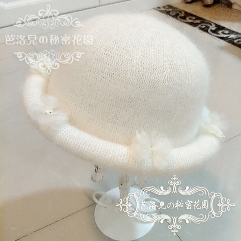 甜美风花朵蝴蝶结日系渔夫帽子