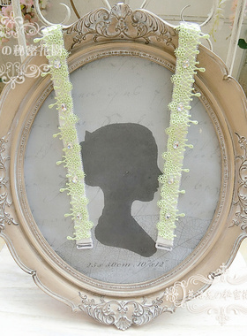 淡绿色镂空蕾丝宝石水钻调整型宽扣礼服挂钩文胸防滑双肩带 j122