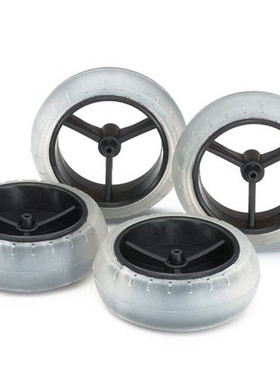 正版田宫TAMIYA四驱车改装配件 大径轮胎轮毂银色 透明灰胎 95420