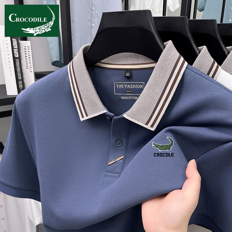 鳄鱼恤纯棉短袖T恤男士翻领2026夏季新款休闲polo衫男装上衣服潮