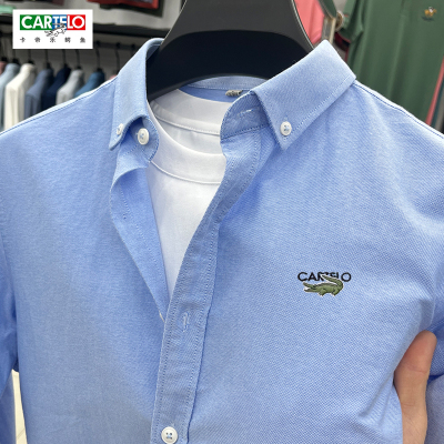 鳄鱼中青年男士衬衫100%纯棉长袖