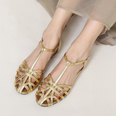 包头罗马凉鞋 女夏2026波西米亚民族风复古编织镂空平底沙滩猪笼鞋