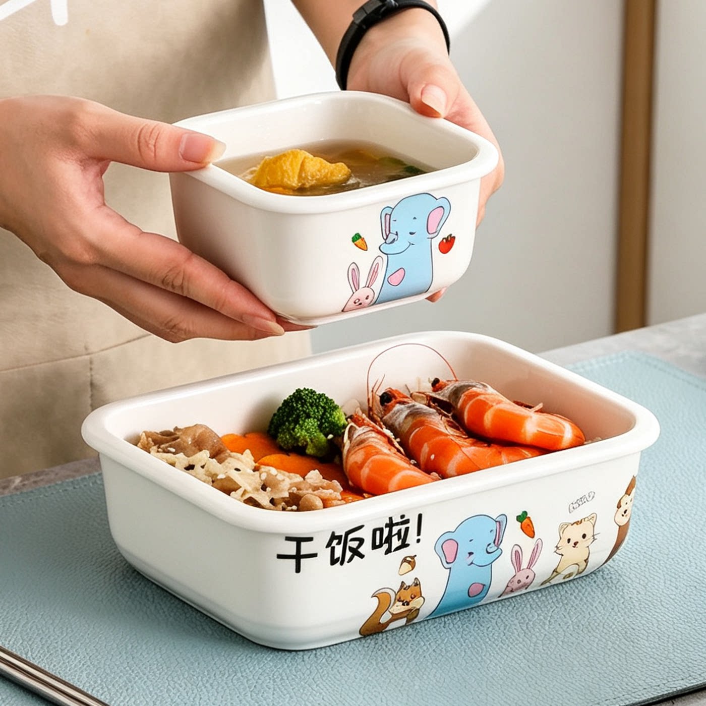 无格陶瓷密封微波保鲜盒带盖饭盒
