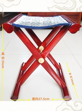 潍坊特色特产纪念品红木嵌银马扎牢固耐用