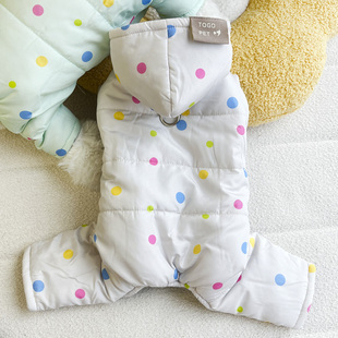 多哥宠物带牵引四脚棉衣泰迪比熊博美约克夏保暖衣服小型犬秋冬装