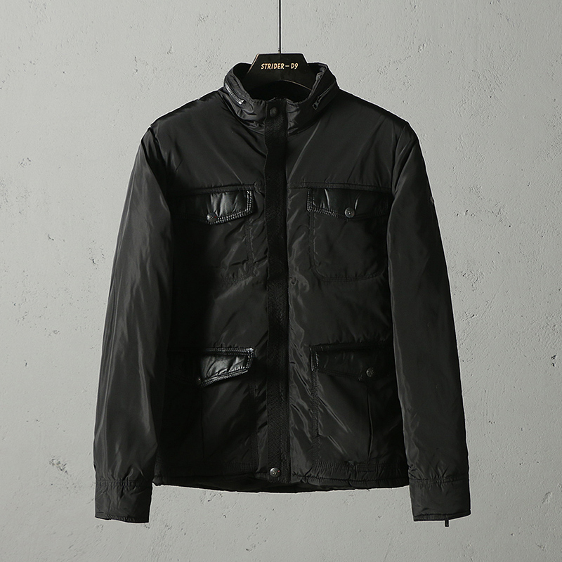 51shop男式休闲拼皮防水外套棉衣