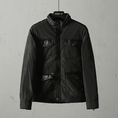 51shop男式休闲拼皮防水外套棉衣