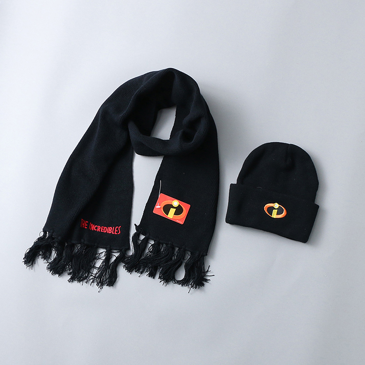 51SHOP童装 亲子漫威卡通盒装流苏围巾帽子两件套男女童保暖套装
