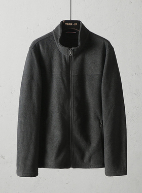 51SHOP男装 男式户外休闲立领夹克秋冬款简约抓绒衣外套