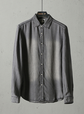 STRIDER-D9定制纯棉英伦风51SHOP男士春秋新款全棉衬衫长袖上衣