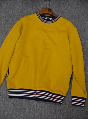 MIX家  欧美系 男女款间色下摆抓绒卫衣 黄色