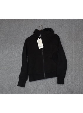 MIX家 欧美系  女款双面磨毛厚实拉链有帽外套 黑色