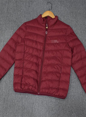 MIX家 欧美系 女装轻薄简约立领拉链羽绒服 酒红色灰绿