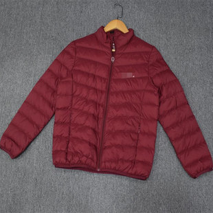 MIX家 欧美系 女装轻薄简约立领拉链羽绒服 酒红色灰绿