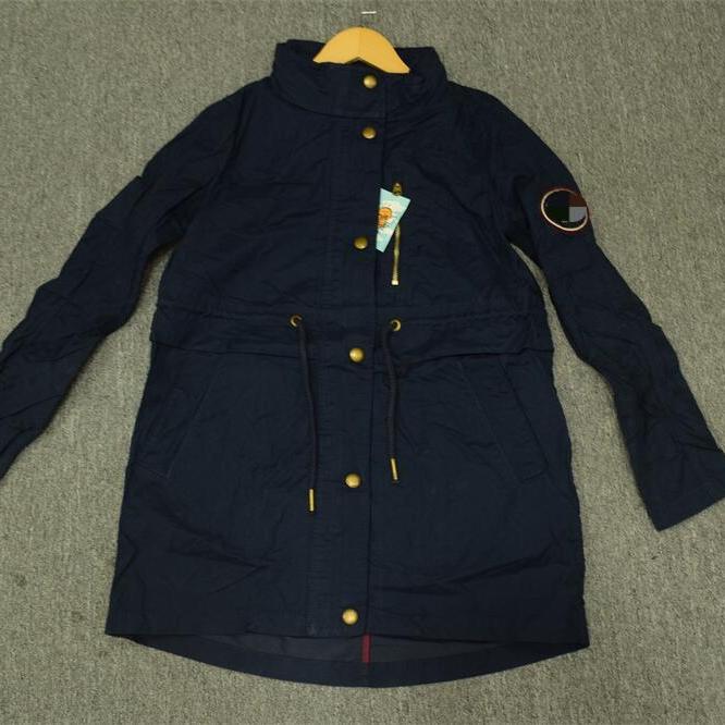 MIX家 韩系  女装梭织中长款拉链休闲有帽风衣 酒红深蓝