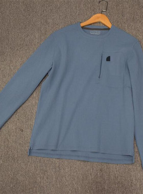 MIX家  欧美系  男装华夫格速干透气运动休闲长袖 黑色浅蓝