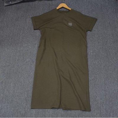 MIX家 欧美系  女装休闲宽松慵懒风卷边朱迪连衣裙 黑绿卡其 3色