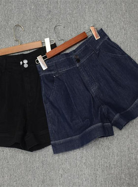 MIX家  欧美系  女装休闲牛仔中裤  黑色深蓝
