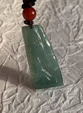 缅甸天然翡翠天然A货吊坠冰糯油青深绿色竹节吊坠绿色节节高挂件