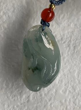 缅甸天然翡翠吊坠A货冰种天空蓝色晴底飘花福瓜吊坠飘花福瓜挂件