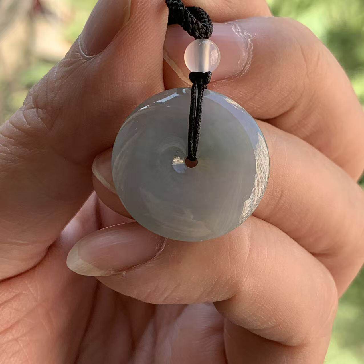 缅甸天然A货翡翠挂件老坑料烟紫色平安扣挂件22/4.7mm一物一证