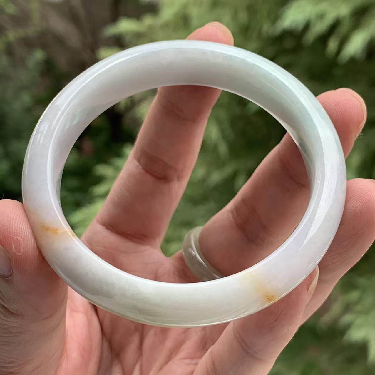 缅甸翡翠A货手镯三彩洒金56.8mm