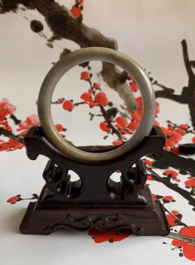 缅甸翡翠手镯天然A货豆糯黄色手镯淡黄色手镯手环卡55mm一物一证