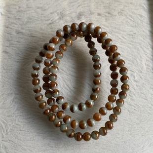 缅甸A货翡翠项链橙黄色黄翡半山半水聚宝盆圆珠项链6.3mm一物一证