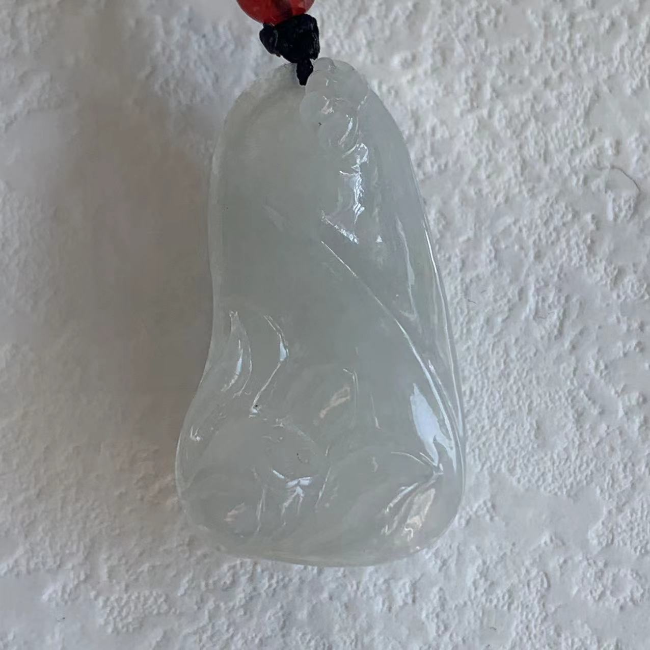 天然缅甸翡翠吊坠A货白色莲花吊坠藕断丝连莲藕挂件佳偶天成莲藕
