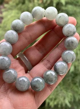 缅甸玉缅甸天然A货翡翠手串水墨黑色乌鸡圆珠手串13.4mm一物一证