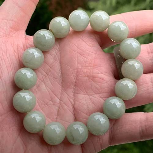 缅甸翡翠冰糖雪梨黄色手串13mm