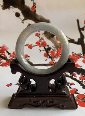 缅甸翡翠手镯天然A货冰糯灰紫色淡黄手镯灰紫色淡黄手环51mm