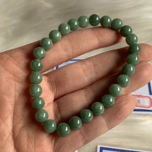 缅甸A货天然翡翠绿色油青湖水浅绿色卡8mm圆珠小手串手链一物一证