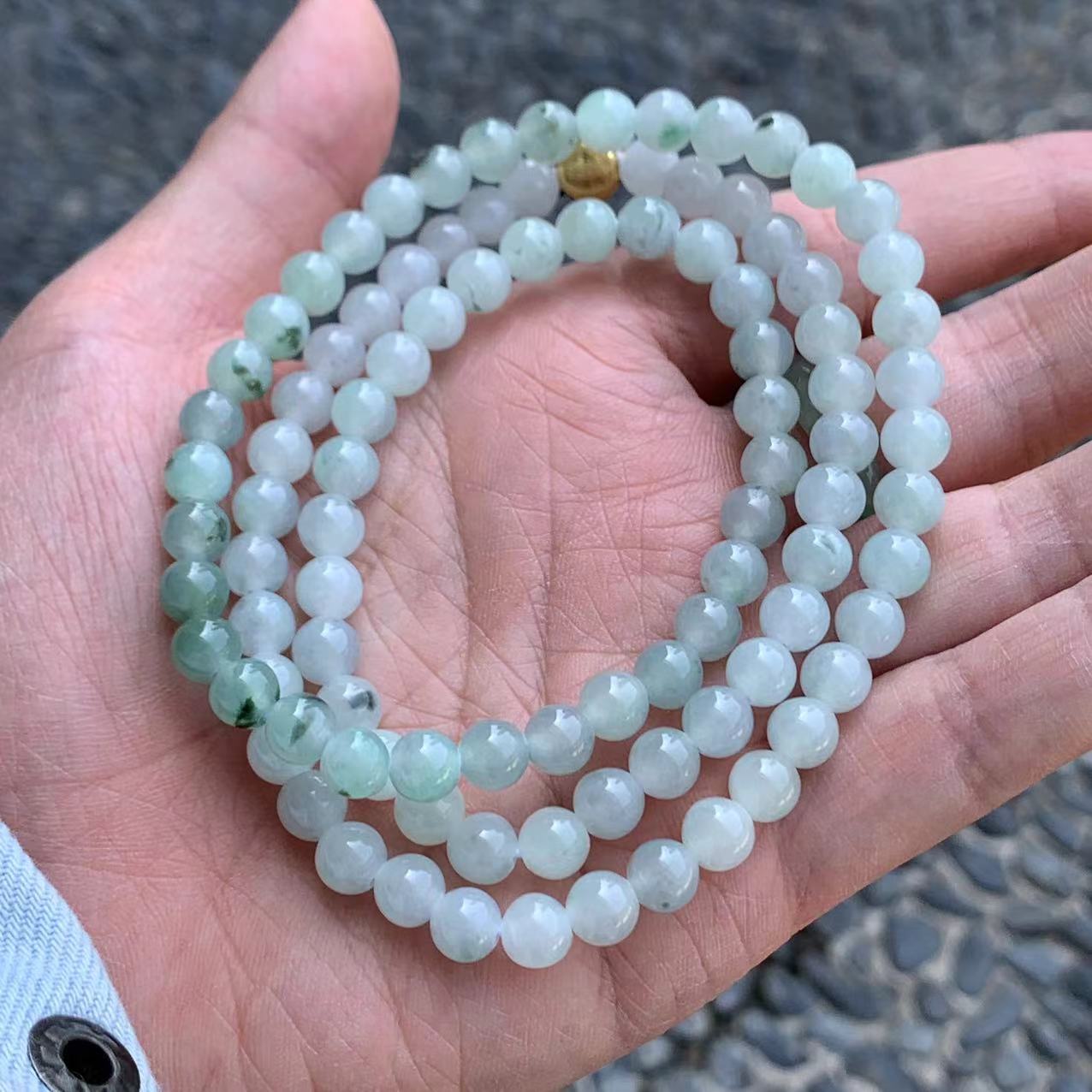 缅甸翡翠项链绿色蓝色飘花项链
