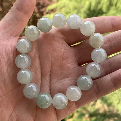 缅甸天然A货翡翠冰起胶手串13mm