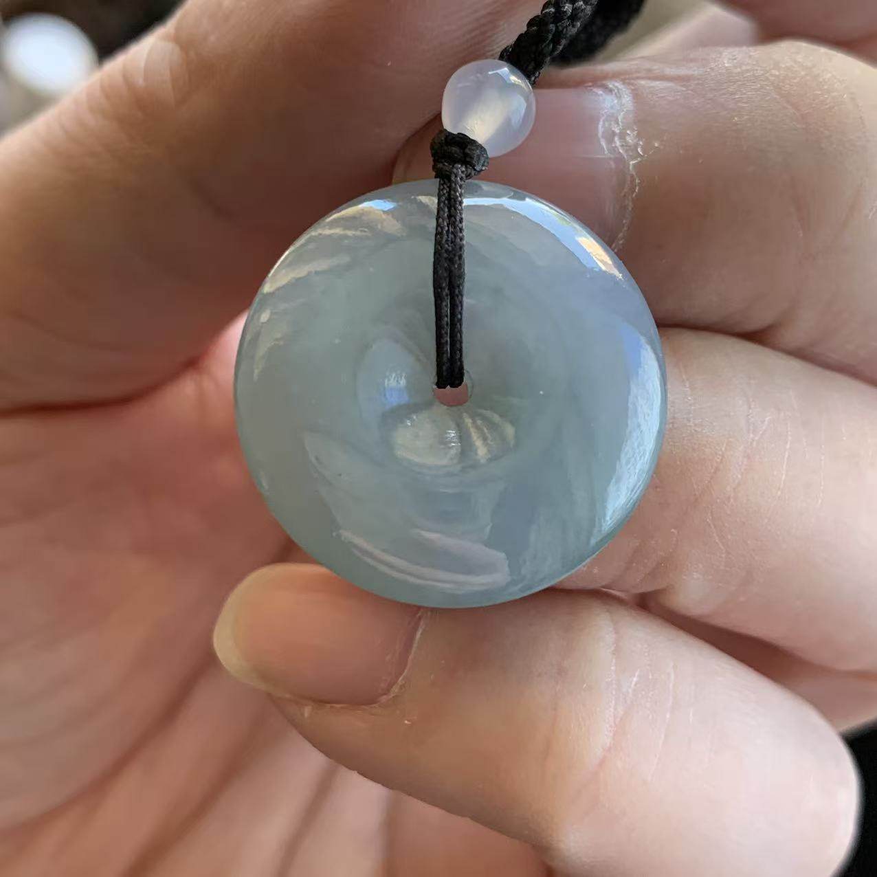 缅甸天然A货翡翠挂件老坑料烟紫色平安扣挂件22.9/5.5mm一物一证